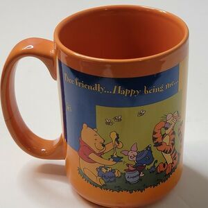 Winnie the Pooh Coffee Mug Bee Friendly Happy Being Me Walt Disney Cup Orange